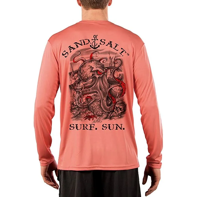 SAND.SALT.SURF.SUN. Octopus Treasure Men's UPF 50  UV Sun Protection Performance Long Sleeve T-Shirt