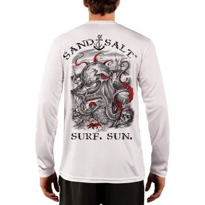 SAND.SALT.SURF.SUN. Octopus Treasure Men's UPF 50  UV Sun Protection Performance Long Sleeve T-Shirt