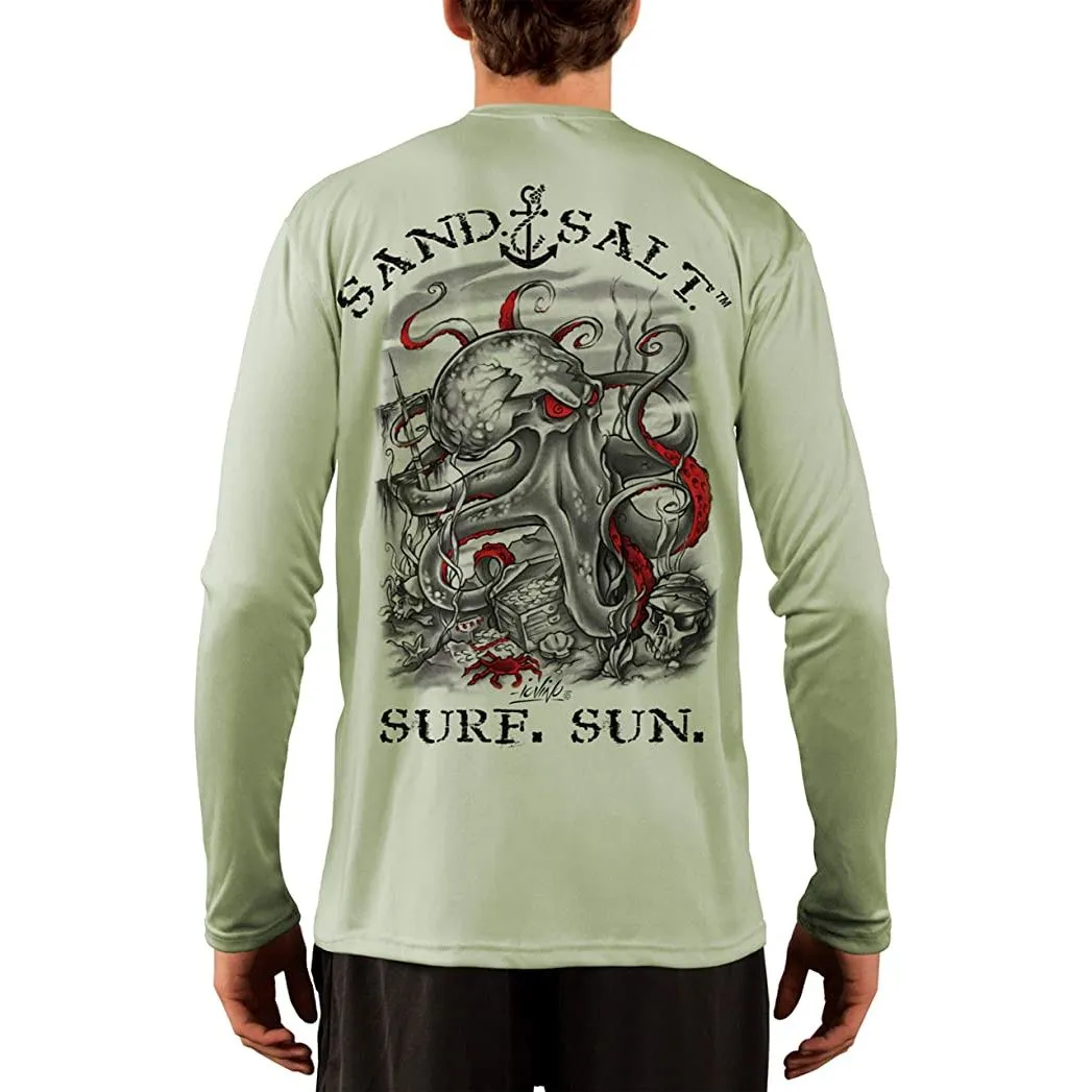 SAND.SALT.SURF.SUN. Octopus Treasure Men's UPF 50  UV Sun Protection Performance Long Sleeve T-Shirt