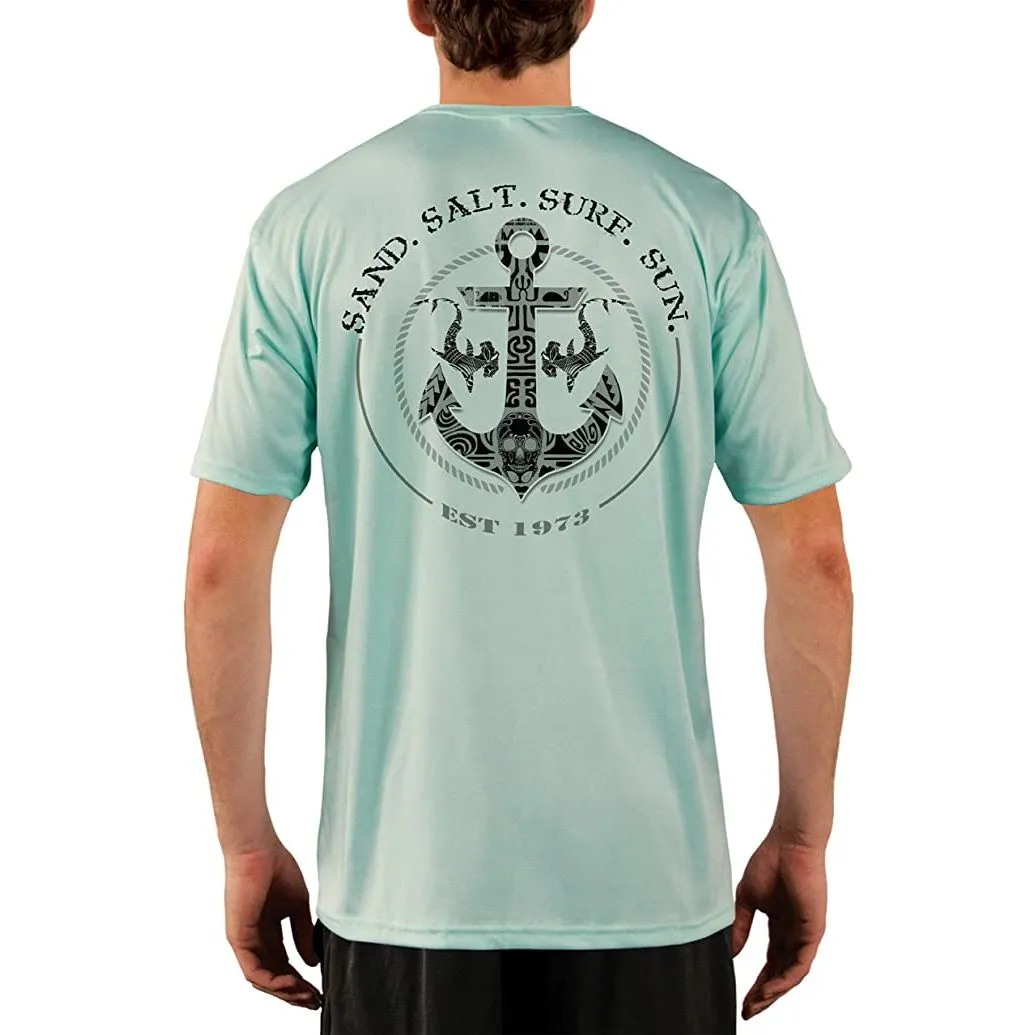 SAND.SALT.SURF.SUN. Shark Anchor Men's UPF 50  UV Sun Protection Performance Short Sleeve T-Shirt