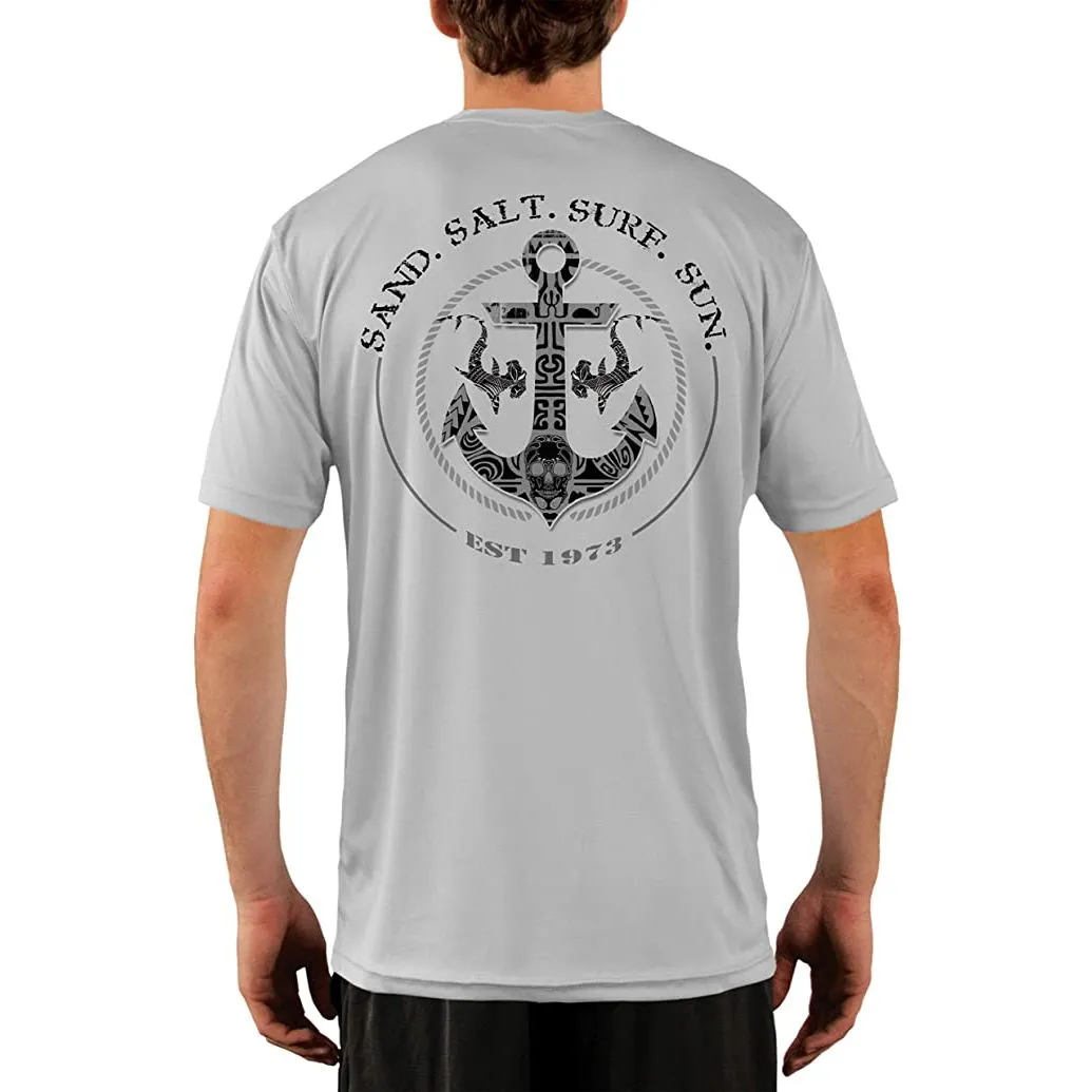 SAND.SALT.SURF.SUN. Shark Anchor Men's UPF 50  UV Sun Protection Performance Short Sleeve T-Shirt