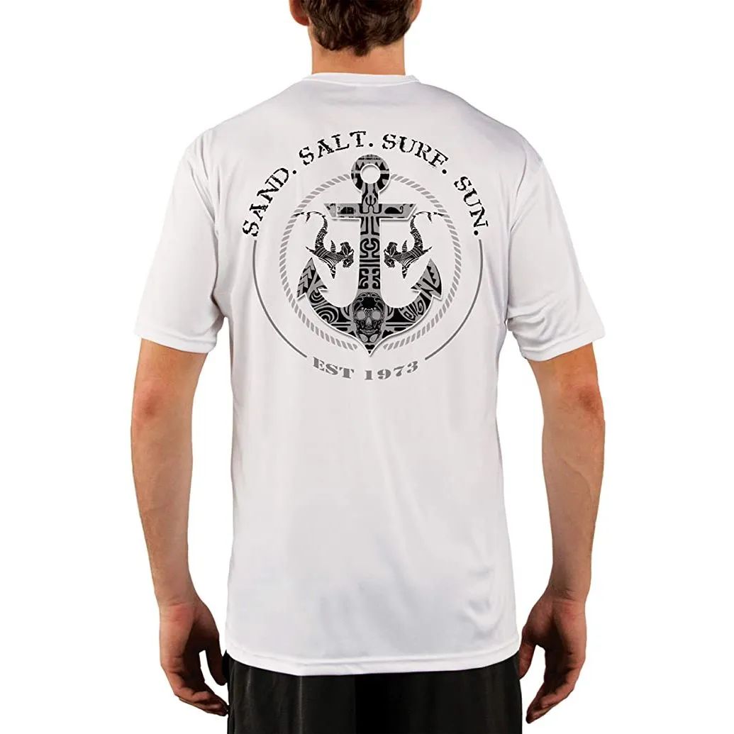 SAND.SALT.SURF.SUN. Shark Anchor Men's UPF 50  UV Sun Protection Performance Short Sleeve T-Shirt