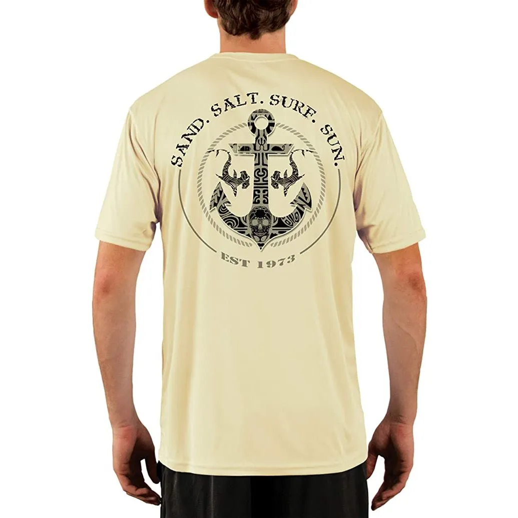 SAND.SALT.SURF.SUN. Shark Anchor Men's UPF 50  UV Sun Protection Performance Short Sleeve T-Shirt
