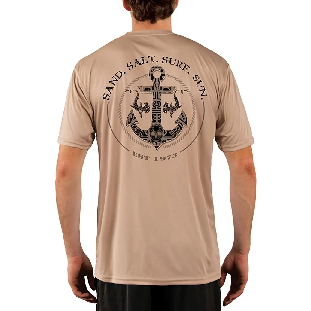 SAND.SALT.SURF.SUN. Shark Anchor Men's UPF 50  UV Sun Protection Performance Short Sleeve T-Shirt