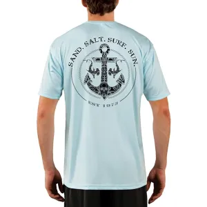 SAND.SALT.SURF.SUN. Shark Anchor Men's UPF 50  UV Sun Protection Performance Short Sleeve T-Shirt