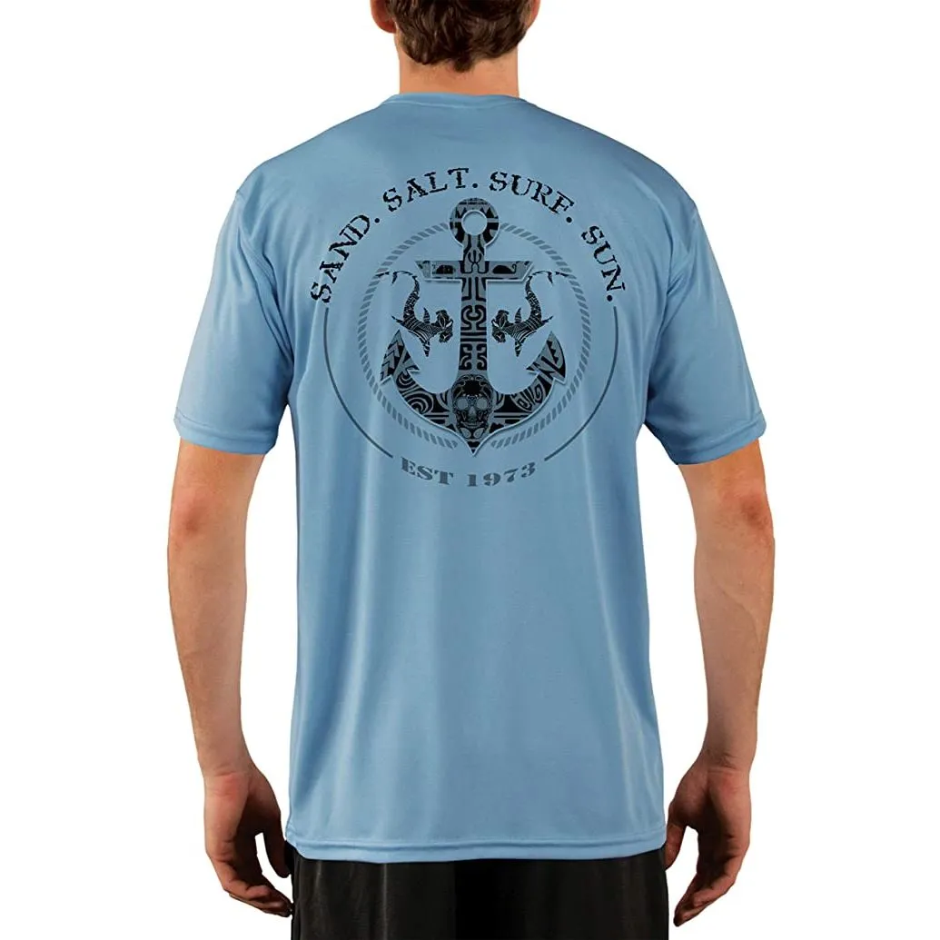 SAND.SALT.SURF.SUN. Shark Anchor Men's UPF 50  UV Sun Protection Performance Short Sleeve T-Shirt