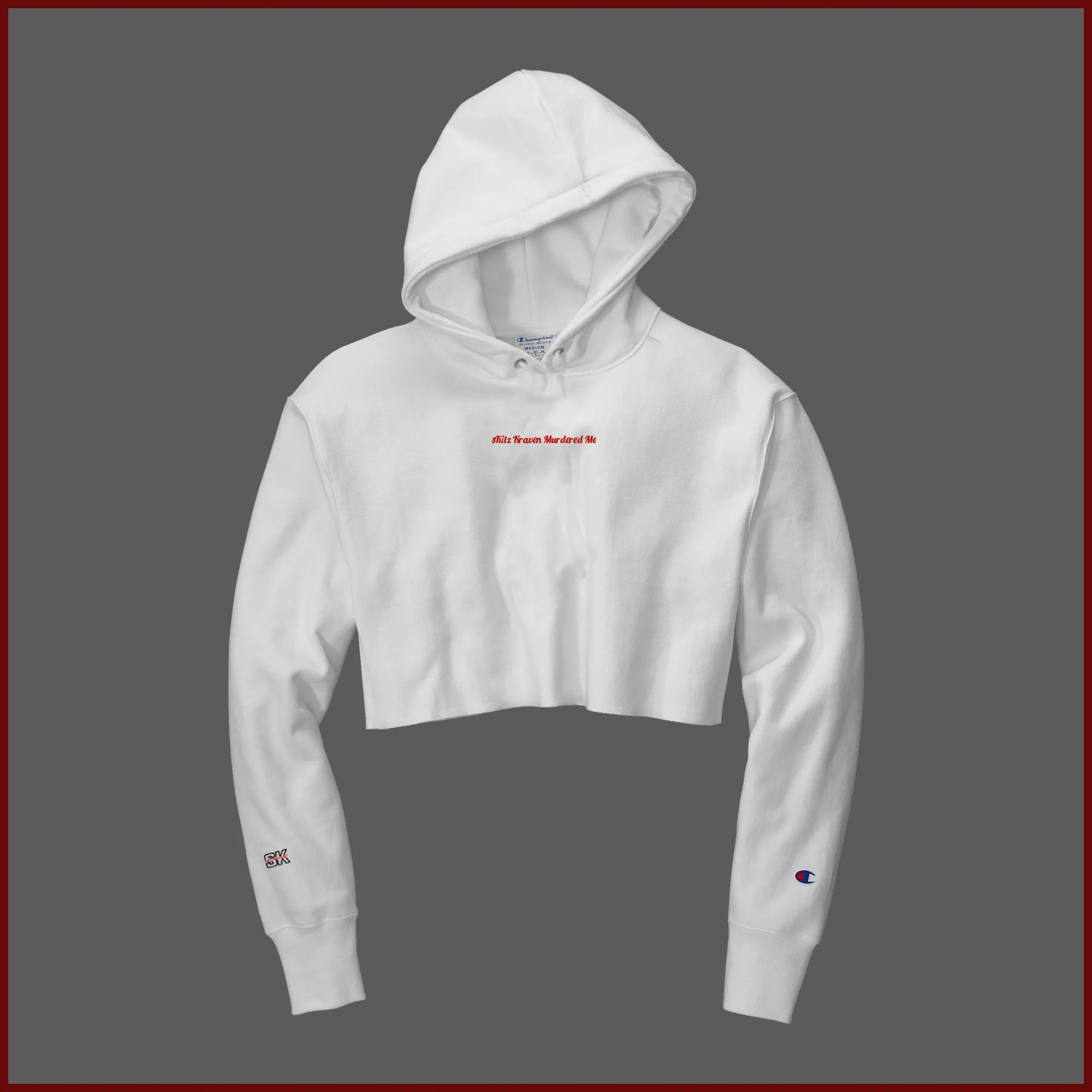 sKitz Kraven Murdered Me Crop Hoodie (White)