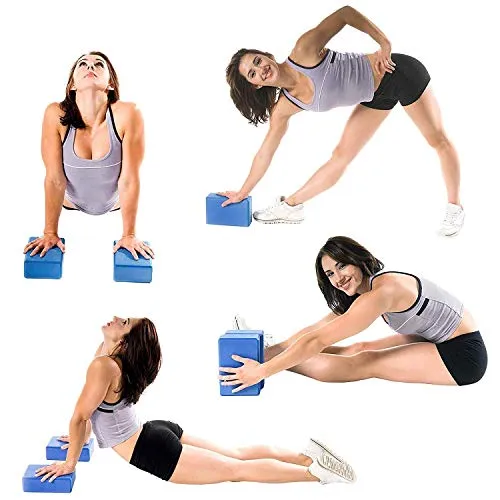 SOPTOOL Non Toxic Set of 2 Yoga Block Non Slip Yoga Brick Sports Fitness Workout Pilates Brick for Exercise, Yoga, Meditation, Home Gym Workout Exercise Tool Stretching aid for Body Fitness