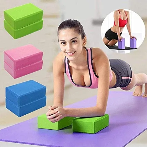 SOPTOOL Non Toxic Set of 2 Yoga Block Non Slip Yoga Brick Sports Fitness Workout Pilates Brick for Exercise, Yoga, Meditation, Home Gym Workout Exercise Tool Stretching aid for Body Fitness