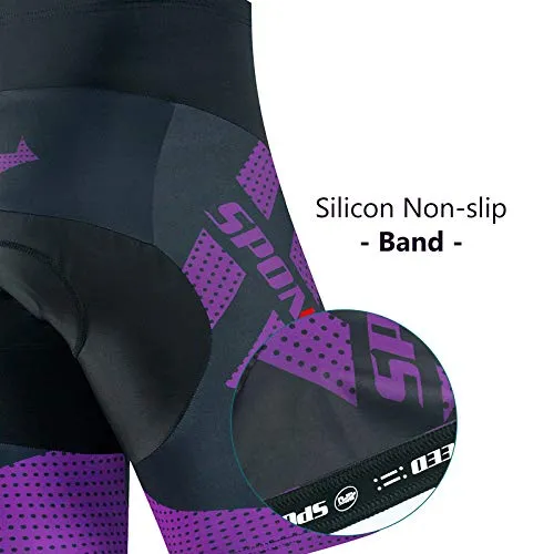 sponeed Cycle Shorts Padded Men Moisture Wicking Bike Sportswear Half Pants Padded US L Deep Purple