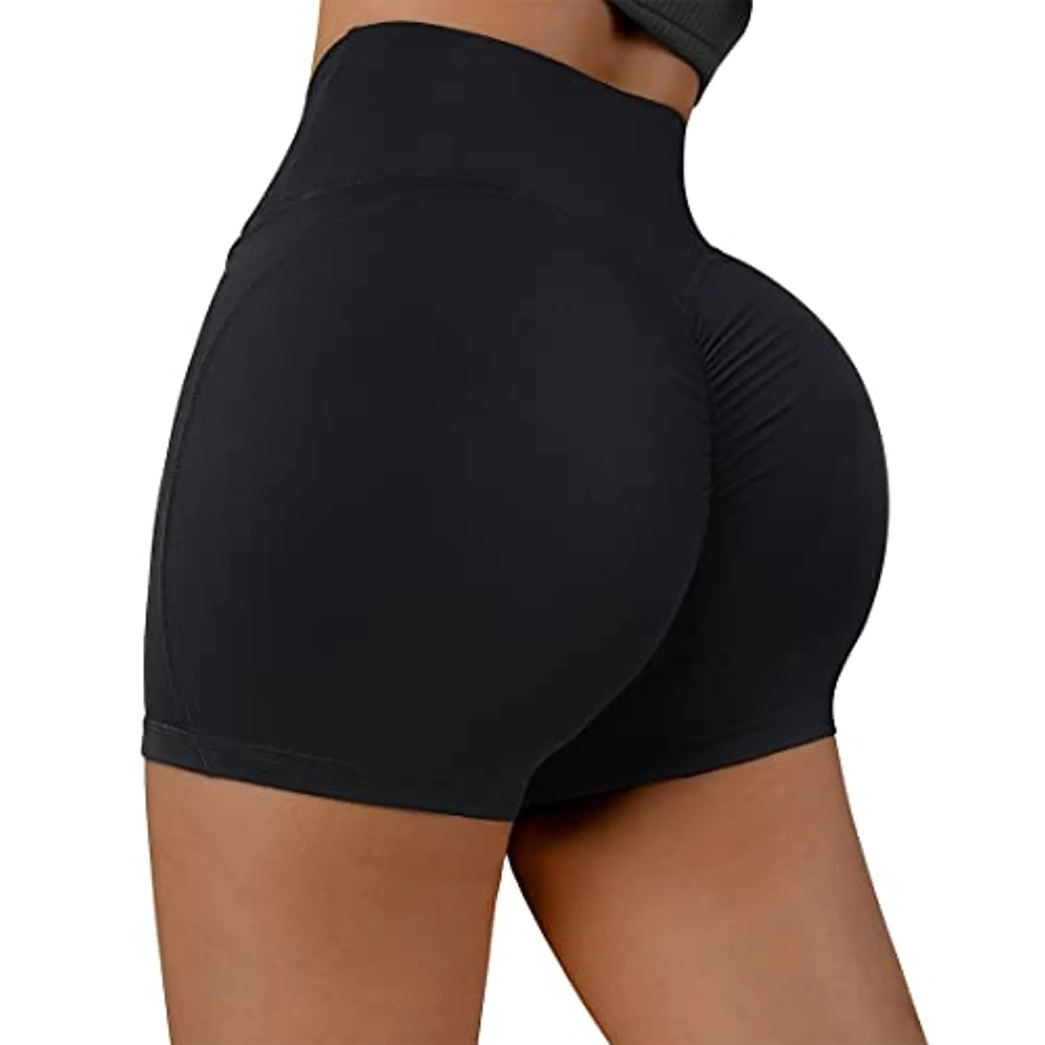 SUUKSESS Women Booty Shorts 3" Crossover Slimming High Waisted Workout Shorts