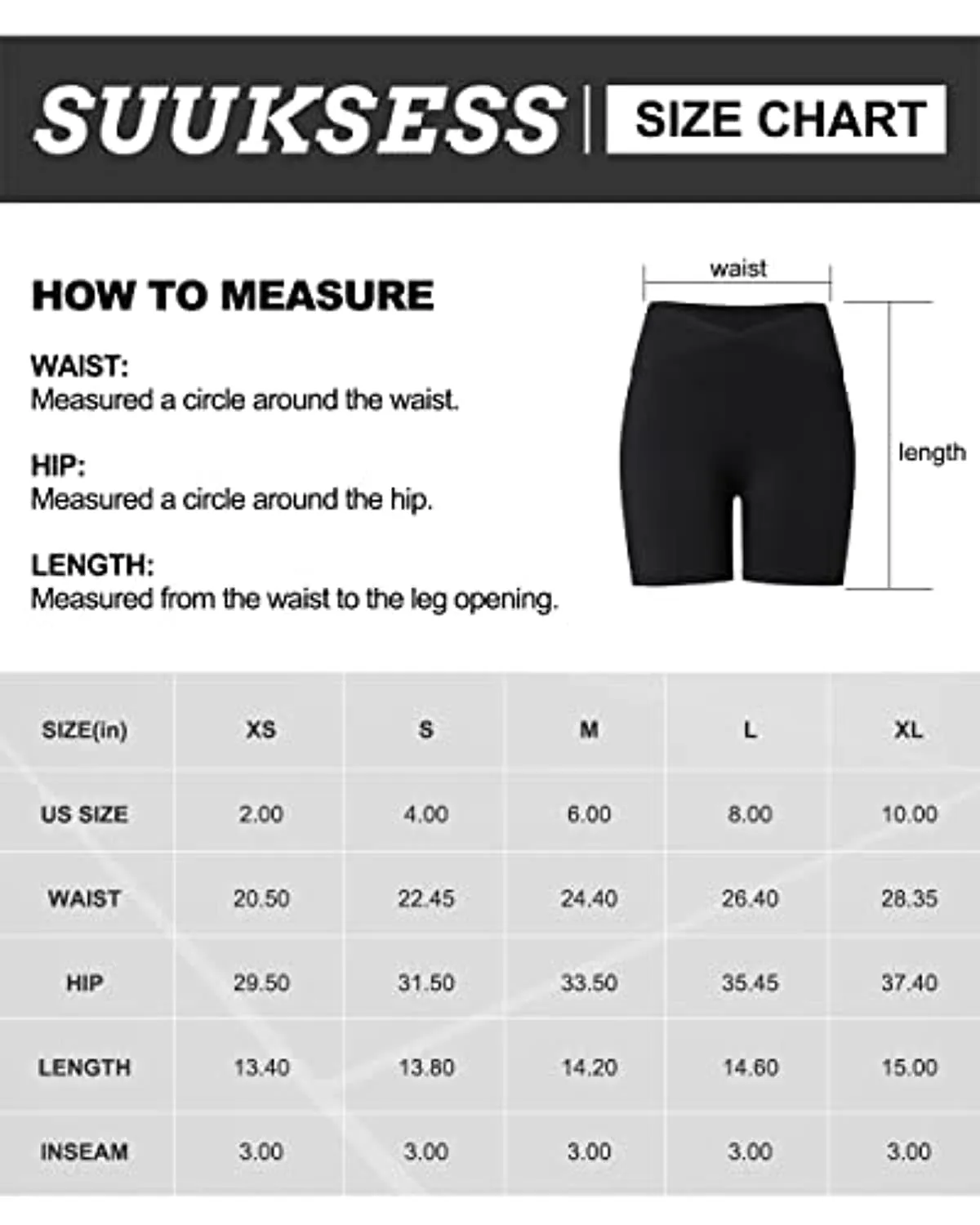 SUUKSESS Women Booty Shorts 3" Crossover Slimming High Waisted Workout Shorts