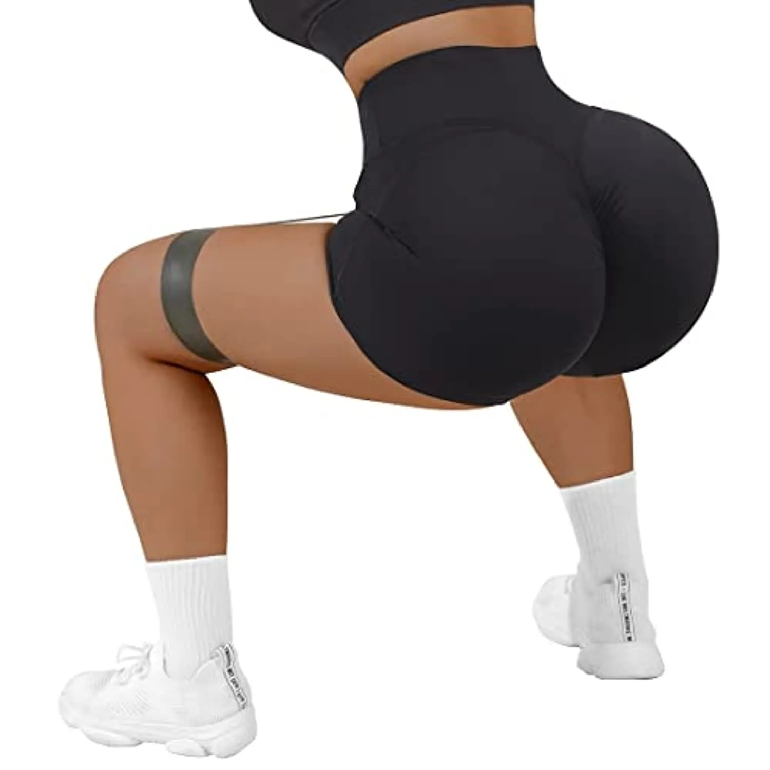 SUUKSESS Women Booty Shorts 3" Crossover Slimming High Waisted Workout Shorts