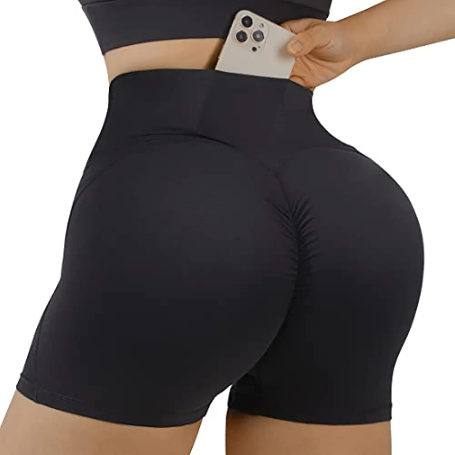 SUUKSESS Women Booty Shorts 3" Crossover Slimming High Waisted Workout Shorts
