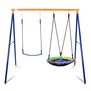 Swing Set for Backyard with Heavy-Duty A-Frame Metal Outdoor Stand