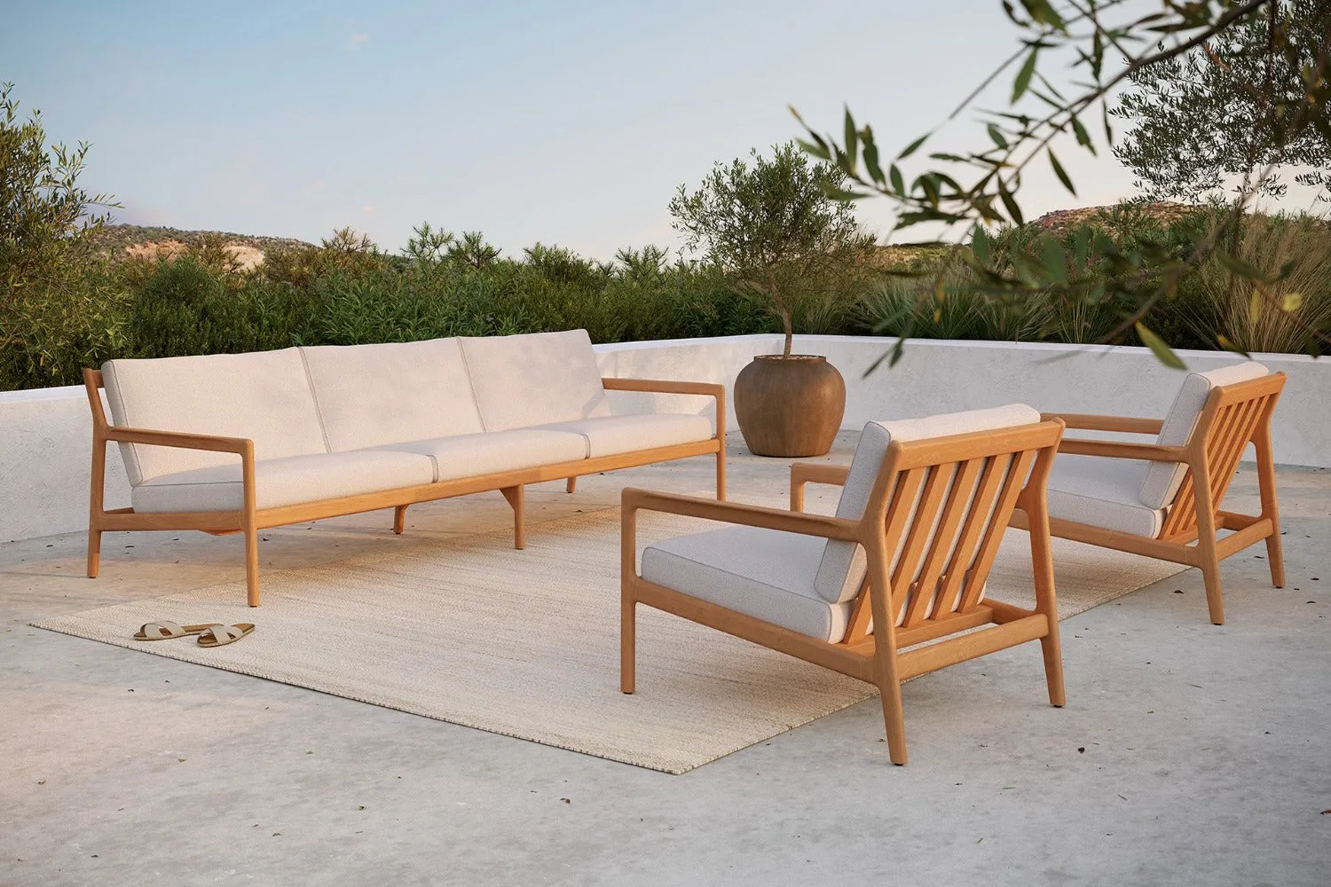 Teak Jack Outdoor Sofa - Off White