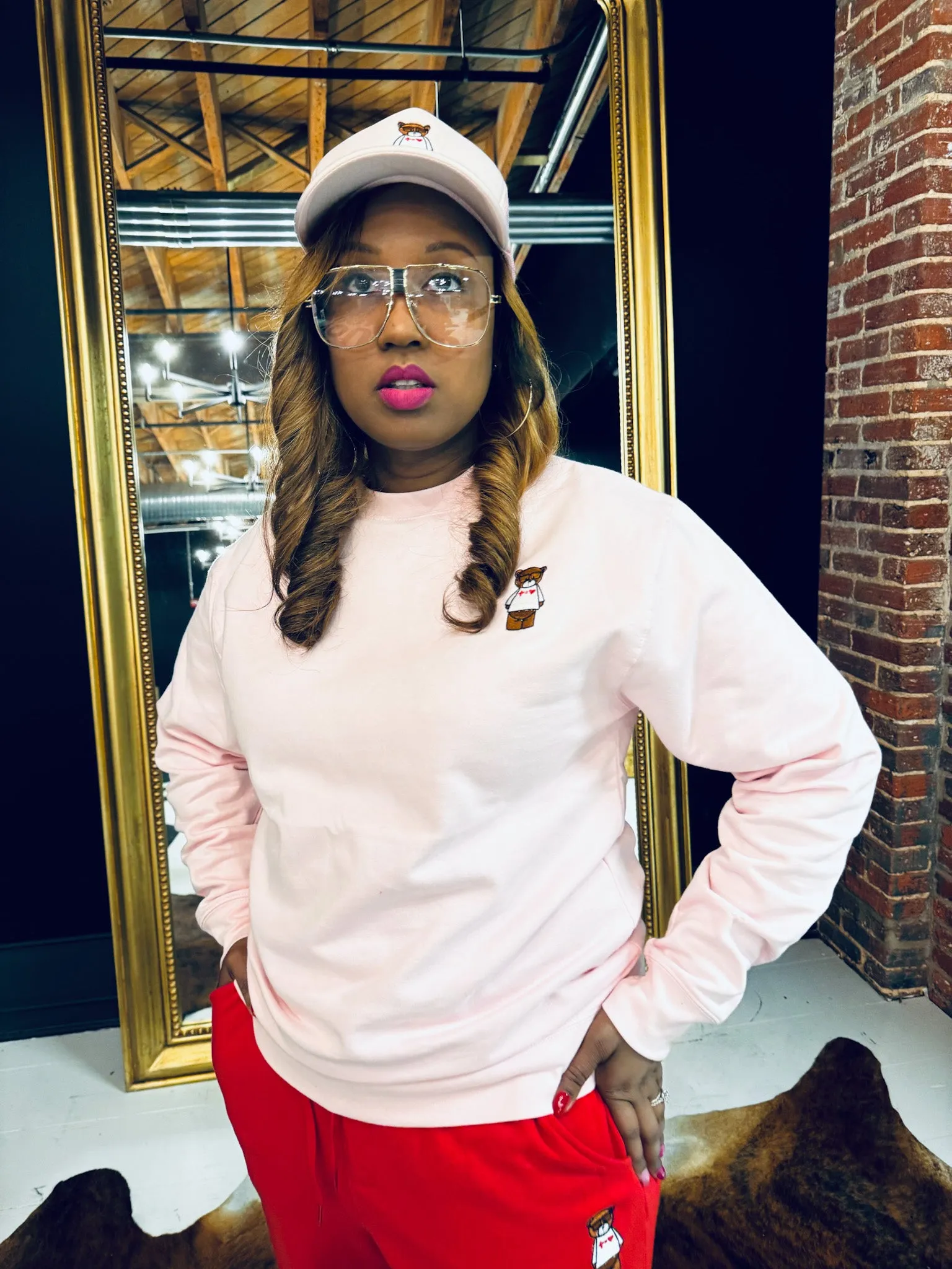 Teddy Embroidered Adult Drop Shoulder Sweatshirt