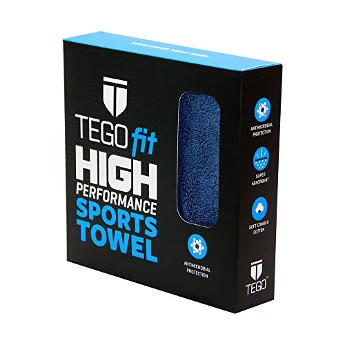 TEGO Anti-Microbial Sports Towel (Green and Red, 16x30 Inches)