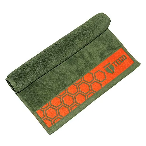 TEGO Anti-Microbial Sports Towel (Green and Red, 16x30 Inches)