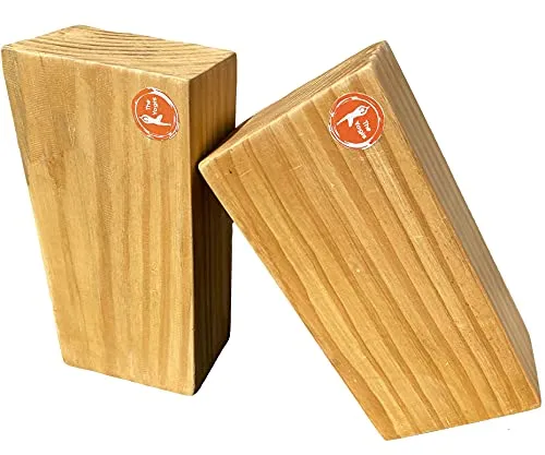The Yogis™ Wooden Yoga Blocks [[ Set of - 2 Piece ]] {{ Free - Yoga Belt }} Size - 9×5×3 Inch