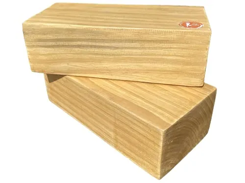 The Yogis™ Wooden Yoga Blocks [[ Set of - 2 Piece ]] {{ Free - Yoga Belt }} Size - 9×5×3 Inch