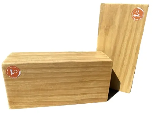 The Yogis™ Wooden Yoga Blocks [[ Set of - 2 Piece ]] {{ Free - Yoga Belt }} Size - 9×5×3 Inch