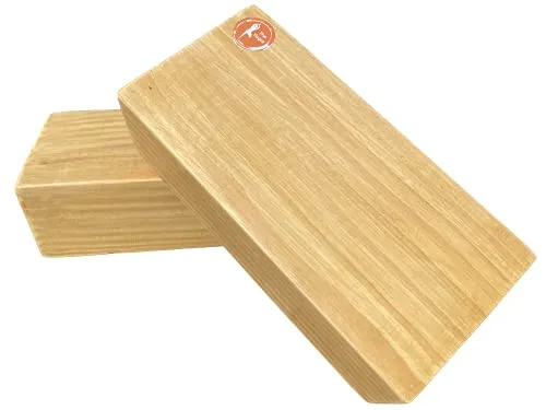 The Yogis™ Wooden Yoga Blocks [[ Set of - 2 Piece ]] {{ Free - Yoga Belt }} Size - 9×5×3 Inch