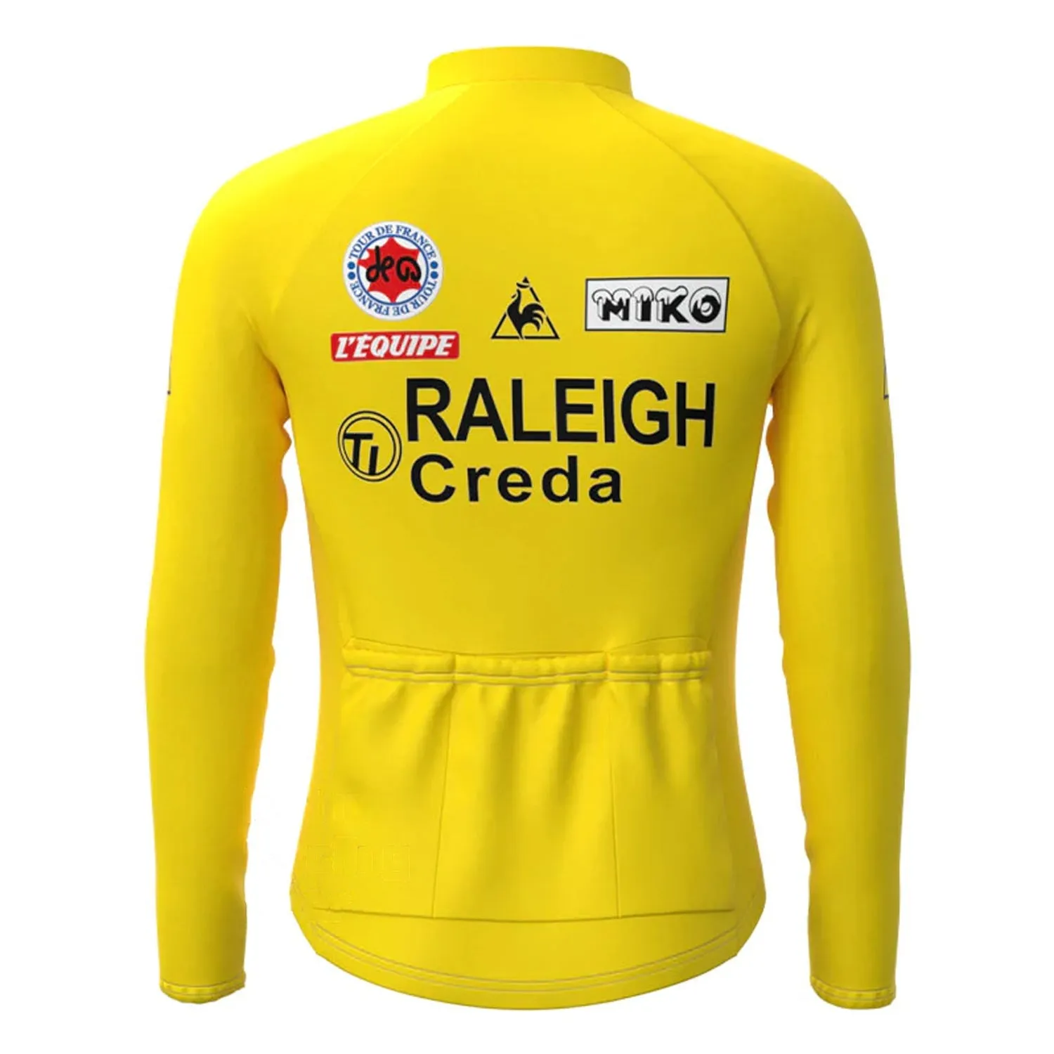 TI RALEIGH Yellow Vintage Long Sleeve Cycling Jersey Top