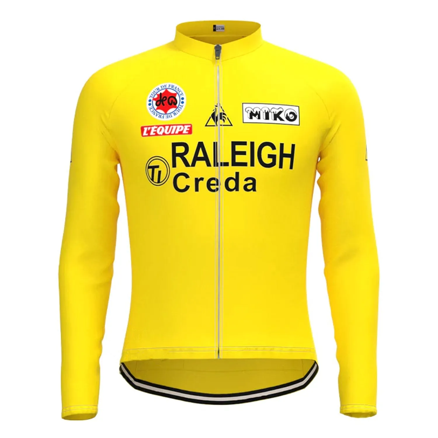 TI RALEIGH Yellow Vintage Long Sleeve Cycling Jersey Top