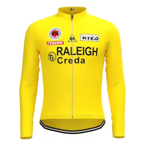 TI RALEIGH Yellow Vintage Long Sleeve Cycling Jersey Top