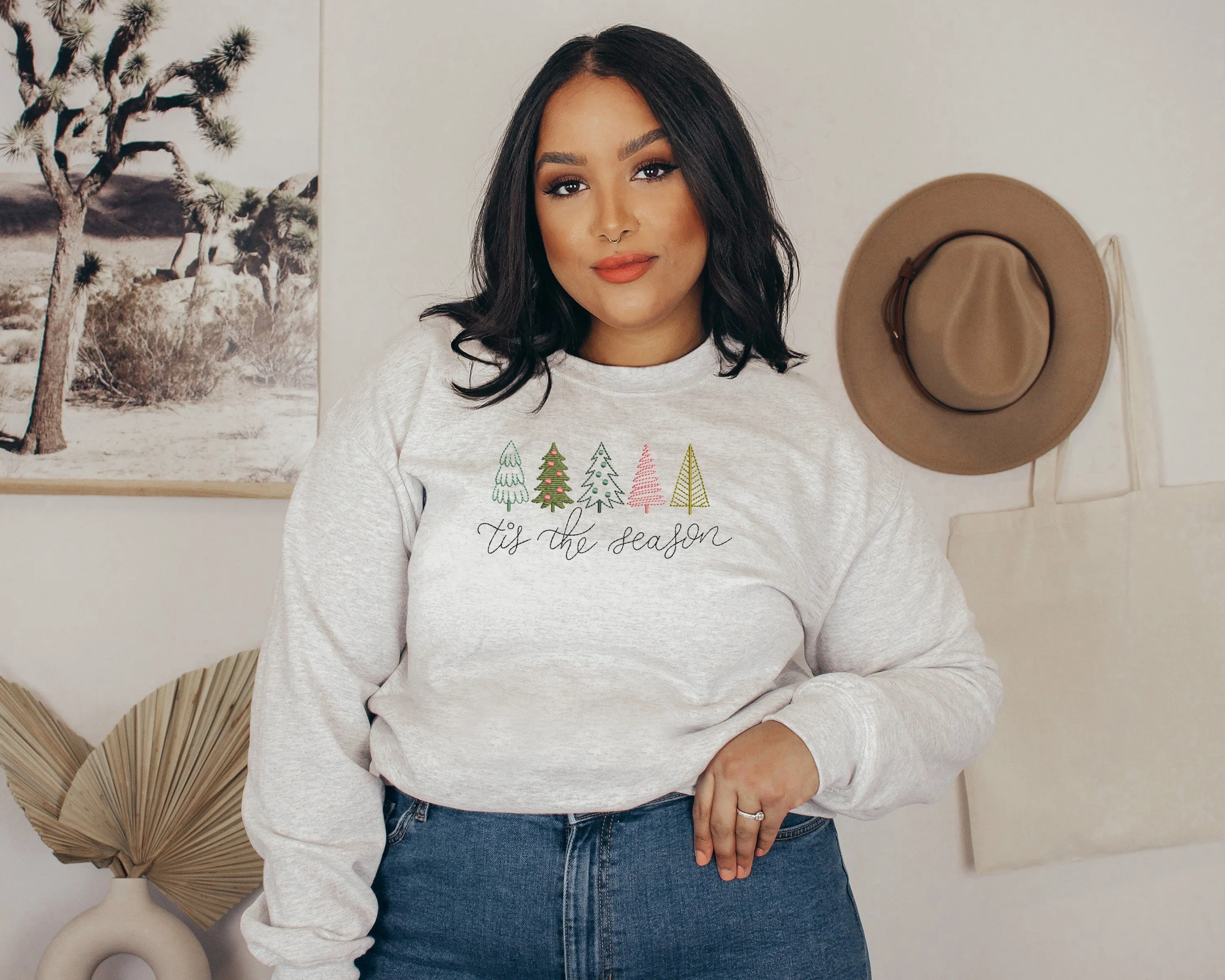 Tis The Season Embroidered Christmas Crewneck