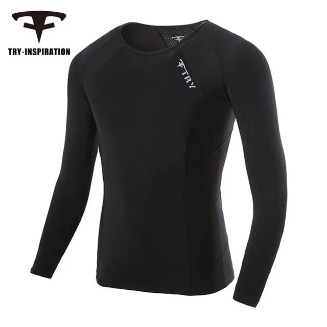 TRY INSPIRATION Fitness Compression T-Shirt | Tight Body Glove Top for Men & Women (Long Sleeve)