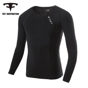 TRY INSPIRATION Fitness Compression T-Shirt | Tight Body Glove Top for Men & Women (Long Sleeve)