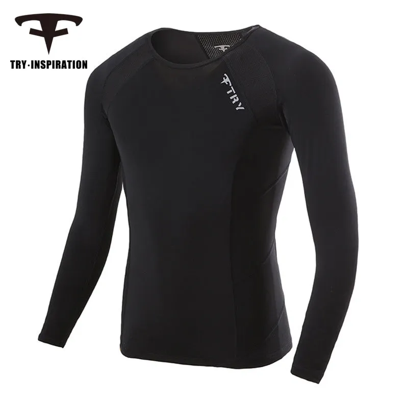TRY INSPIRATION Fitness Compression T-Shirt | Tight Body Glove Top for Men & Women (Long Sleeve)
