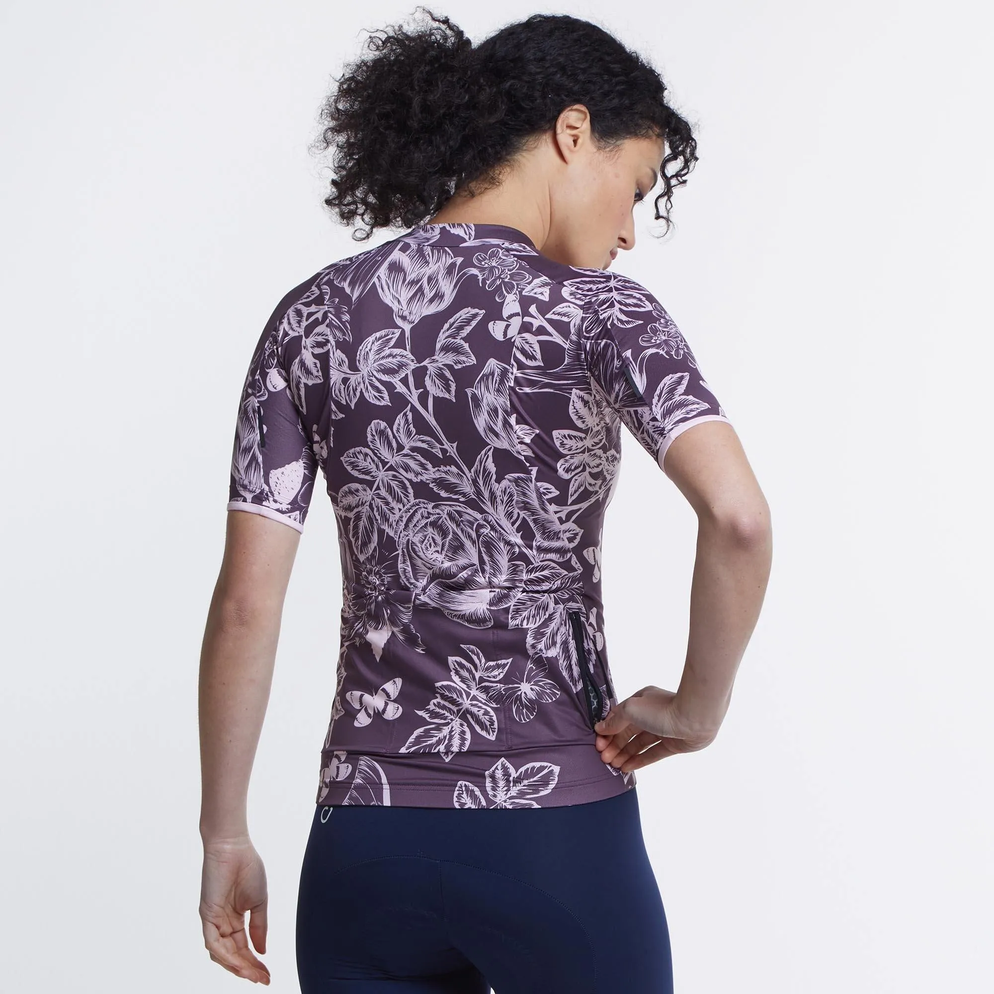 VELOCIO WOMENS LUNA FLORAL SE JERSEY DARK CHERRY