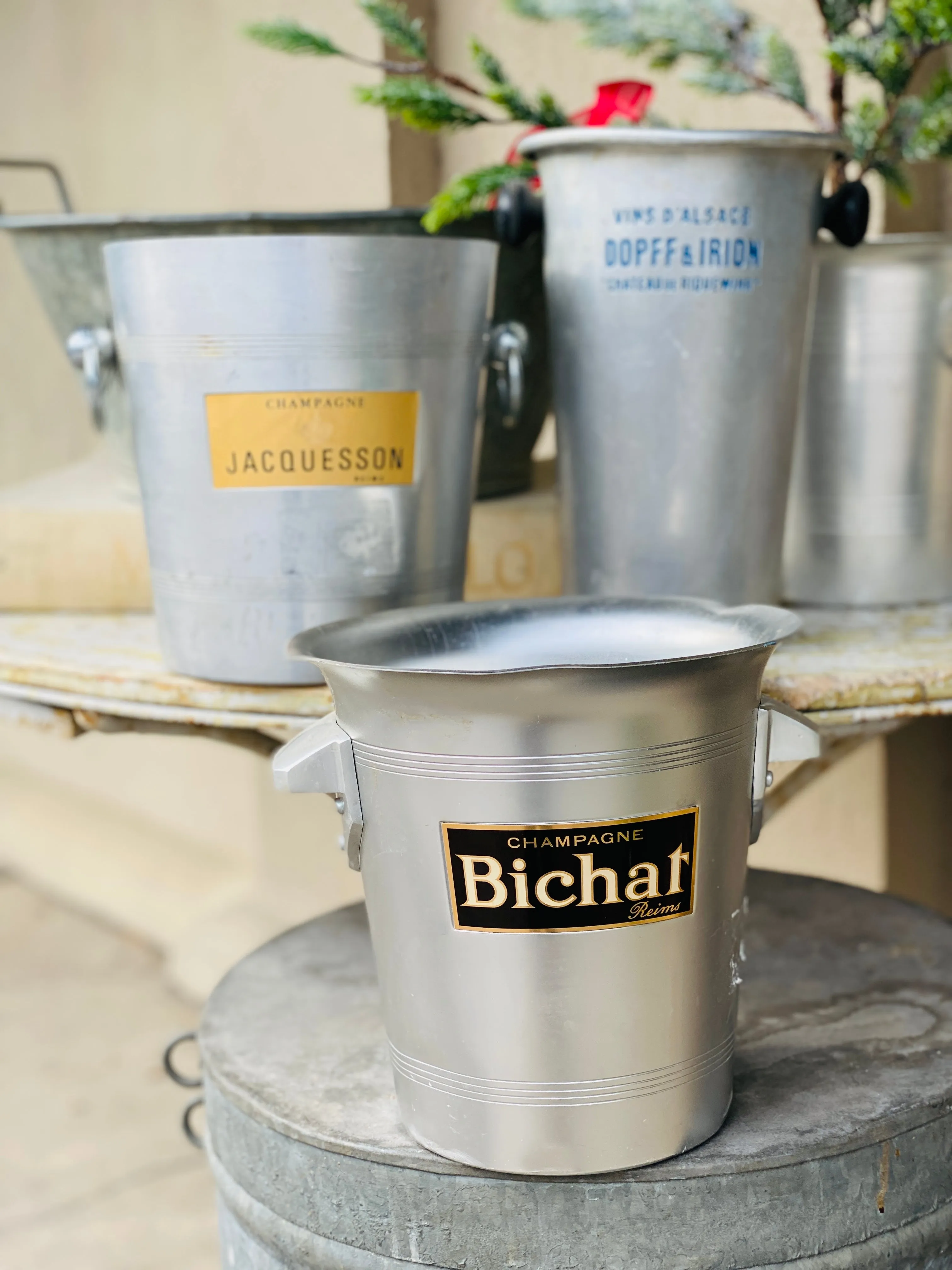 Vintage French Metal Ice Bucket | Bichat Label