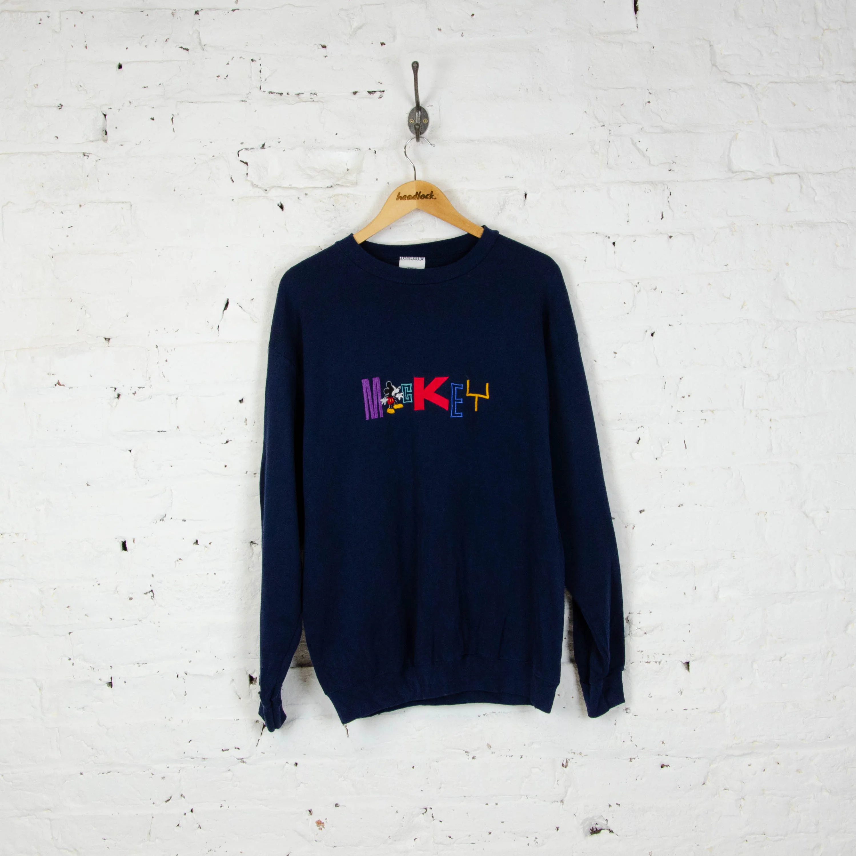 Vintage Mickey Mouse Sweatshirt - Navy - L