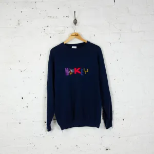 Vintage Mickey Mouse Sweatshirt - Navy - L