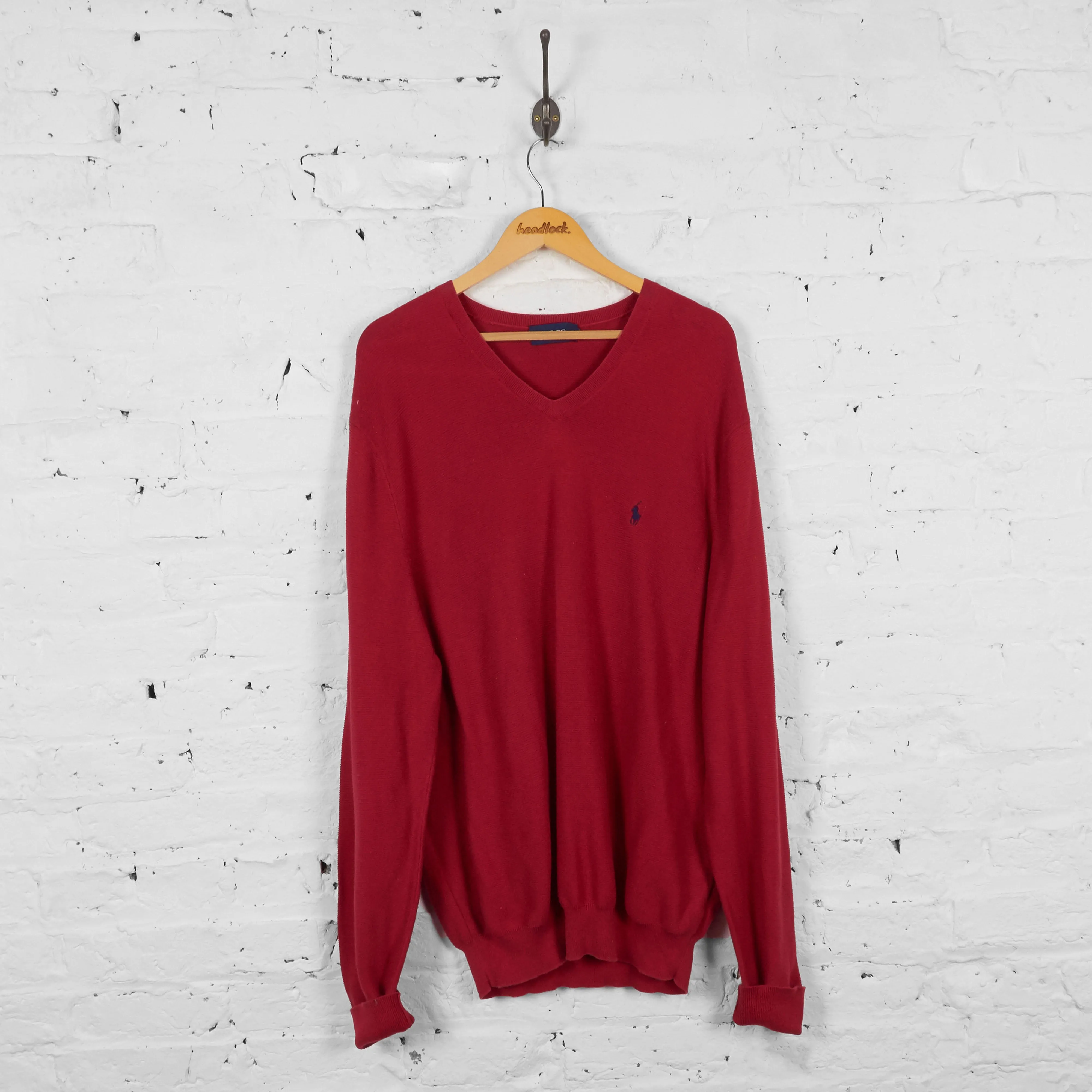 Vintage Ralph Lauren Golf Polo Jumper - Red - XL