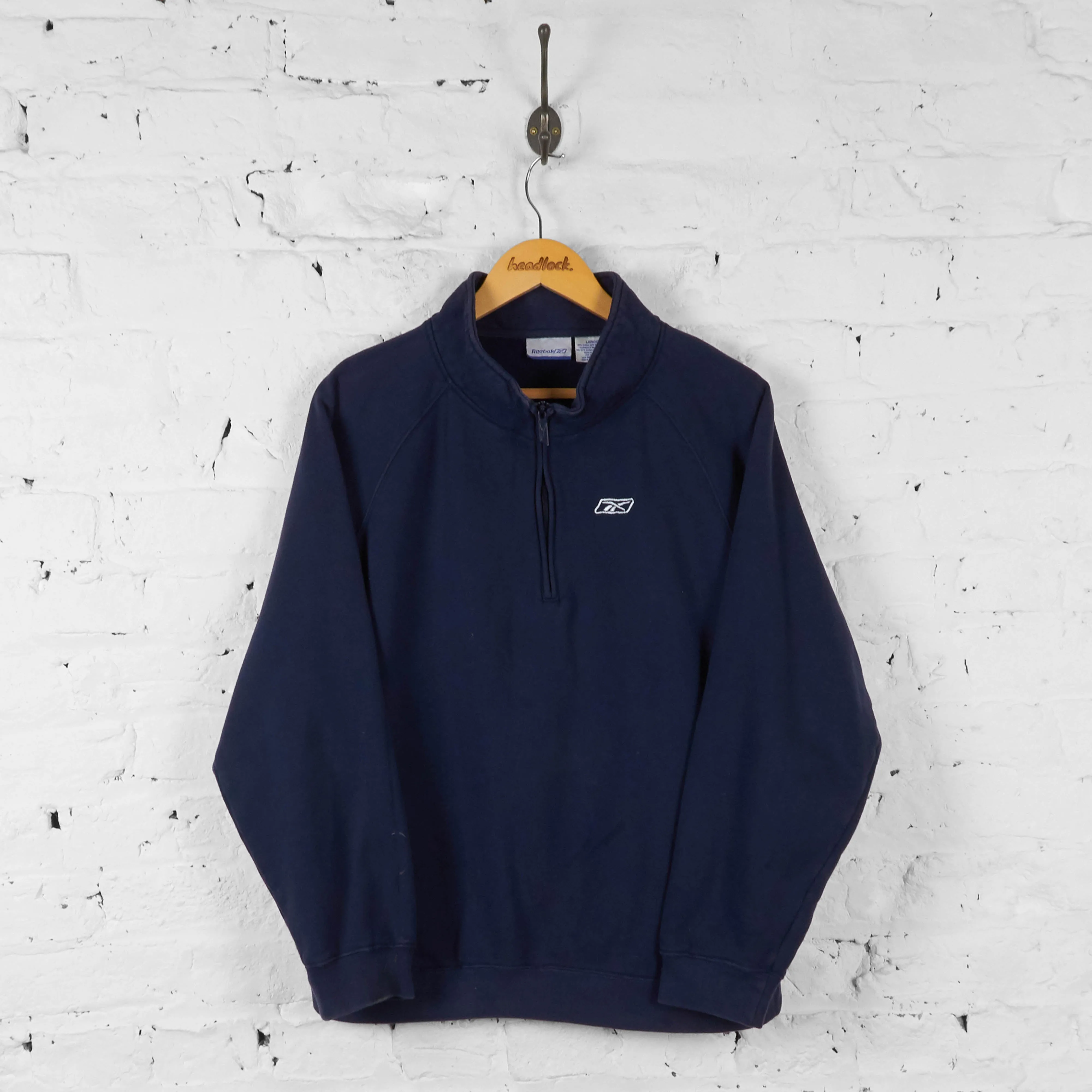 Vintage Reebok 1/4 Zip Sweatshirt - Navy - L