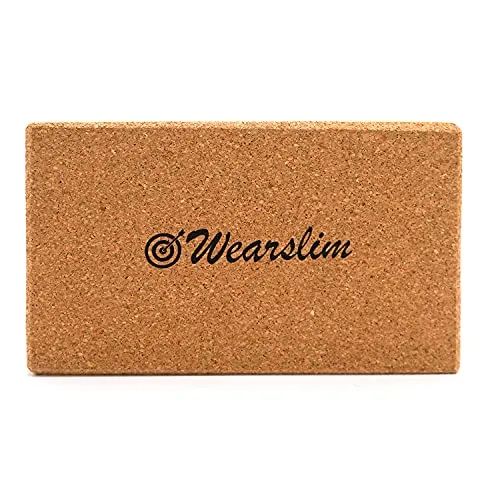 Wearslim Women's and Men's Cork Premium High Density Non-Slip Exercise Yoga Bricks, Lightweight, Odour-Resistant and Moisture-Proof, Perfect Yoga Equipment (23.7 x 14 x 9 cm, Brown)
