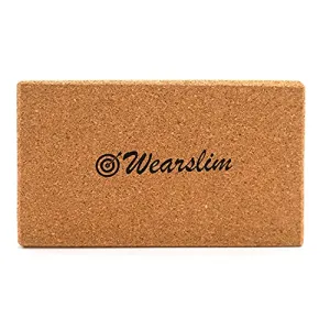 Wearslim Women's and Men's Cork Premium High Density Non-Slip Exercise Yoga Bricks, Lightweight, Odour-Resistant and Moisture-Proof, Perfect Yoga Equipment (23.7 x 14 x 9 cm, Brown)