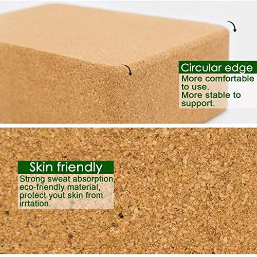 Wearslim Women's and Men's Cork Premium High Density Non-Slip Exercise Yoga Bricks, Lightweight, Odour-Resistant and Moisture-Proof, Perfect Yoga Equipment (23.7 x 14 x 9 cm, Brown)