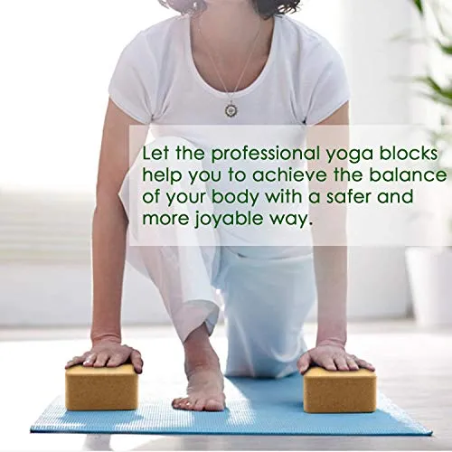 Wearslim Women's and Men's Cork Premium High Density Non-Slip Exercise Yoga Bricks, Lightweight, Odour-Resistant and Moisture-Proof, Perfect Yoga Equipment (23.7 x 14 x 9 cm, Brown)