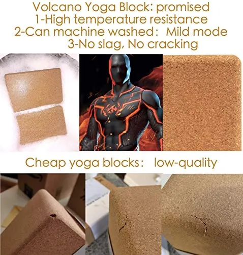 Wearslim Women's and Men's Cork Premium High Density Non-Slip Exercise Yoga Bricks, Lightweight, Odour-Resistant and Moisture-Proof, Perfect Yoga Equipment (23.7 x 14 x 9 cm, Brown)