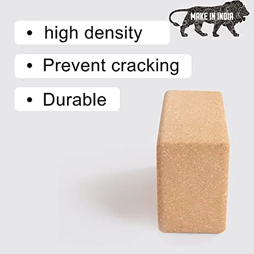 Wearslim Women's and Men's Cork Premium High Density Non-Slip Exercise Yoga Bricks, Lightweight, Odour-Resistant and Moisture-Proof, Perfect Yoga Equipment (23.7 x 14 x 9 cm, Brown)