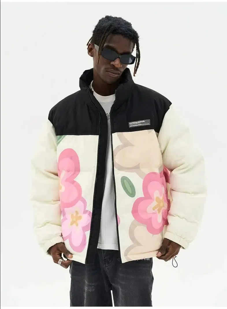 Wildflower Print Cotton Padded Jacket