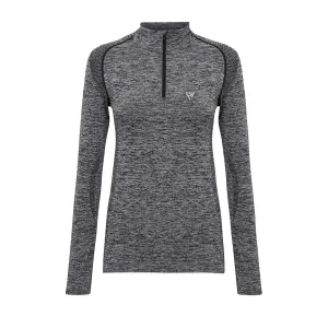 WOMENS SEAMLESS 1/4 ZIP TOP CHARCOAL