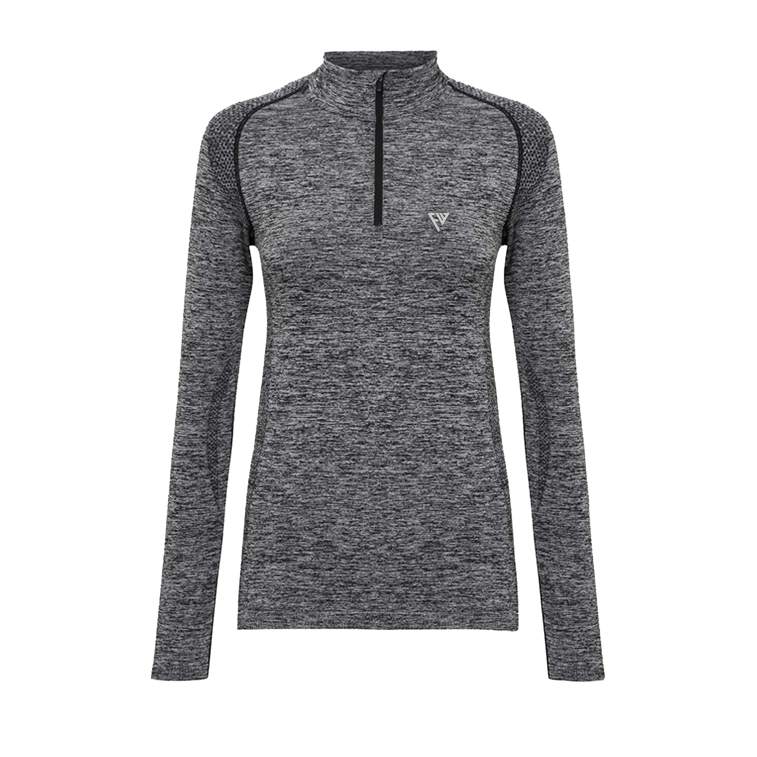 WOMENS SEAMLESS 1/4 ZIP TOP CHARCOAL