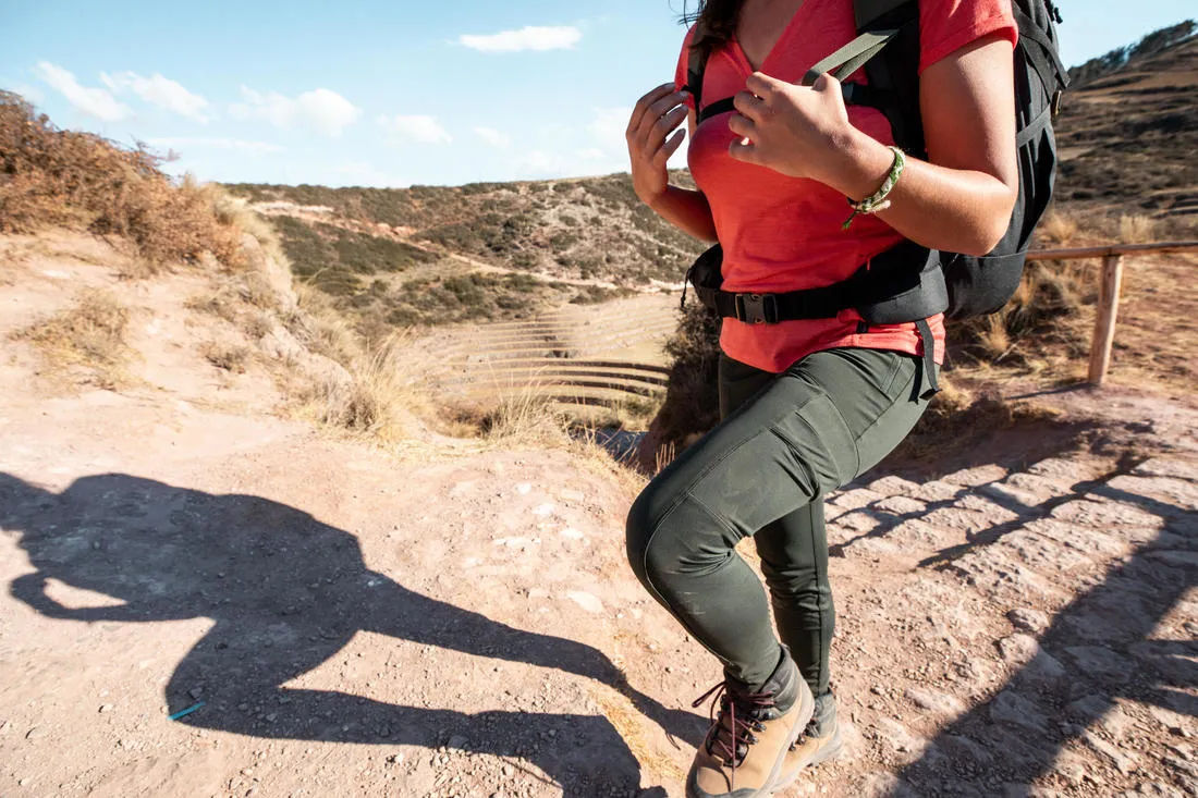Women's Travel Trekking Reinforced & Multi-Pocket Leggings | TRAVEL 500